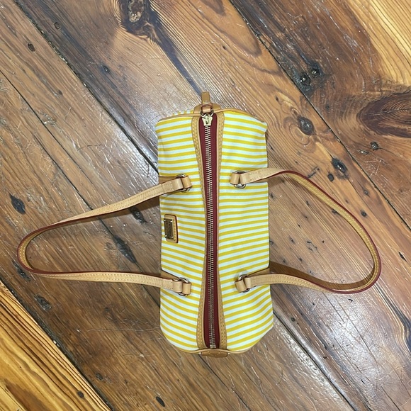 Dooney & Bourke yellow striped leather barrel satchel bag - Picture 7 of 16